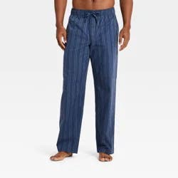 Men's Poplin Woven Pajama Pants - Goodfellow & Co™ Navy Blue Stripe L