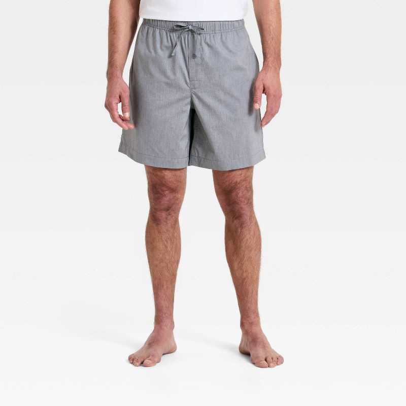 slide 1 of 3, Men's Poplin Woven Pajama Shorts - Goodfellow & Co™ Gray M, 1 ct