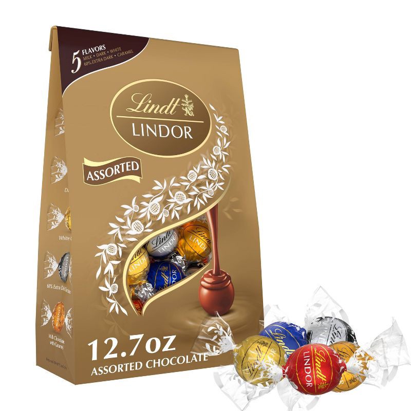slide 1 of 5, Lindt LINDOR Assorted Chocolate Candy Truffles Bag – 12.7oz, 12.7 oz