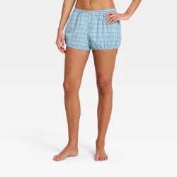 Women's Plaid Bloomer Pajama Shorts - Wild Fable™ Blue M