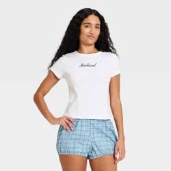Women's Graphic Short Sleeve Pajama Shirt - Wild Fable™ White L