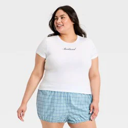 Women's Graphic Short Sleeve Pajama Shirt - Wild Fable™ White XXL