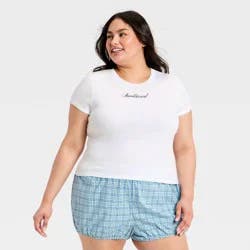 Women's Graphic Short Sleeve Pajama Shirt - Wild Fable™ White XXL