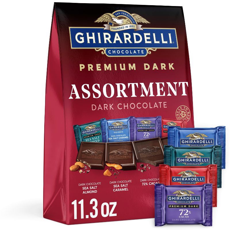 slide 1 of 8, Ghirardelli Dark Square Chocolate Assortment - XL Bag - 11.3oz, 11.3 oz