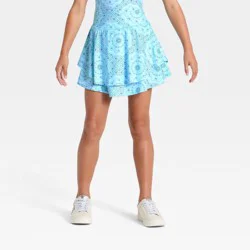 Girls' Knit Active Skort - All In Motion™ Light Blue Bandana M