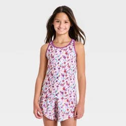Girls' Racerback Active Tank Top - All In Motion™ Cream Floral L