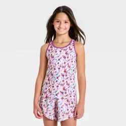 Girls' Racerback Active Tank Top - All In Motion™ Cream Floral XL