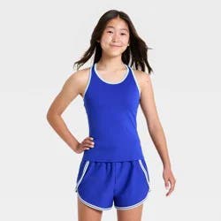 Girls' Racerback Active Tank Top - All In Motion™ Cobalt Blue M