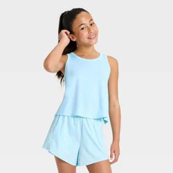 Girls' Flowy Run Active Tank Top - All In Motion™ Light Blue L