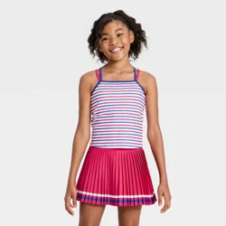 Girls' 4th of July Strappy Crop Active Tank Top - All In Motion™ Cream XL