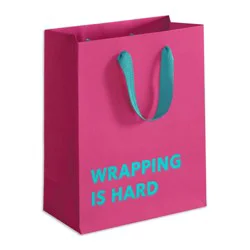 Pretty Alright Goods Small 'Wrapping Is Hard' Gift Bag Pink/Blue