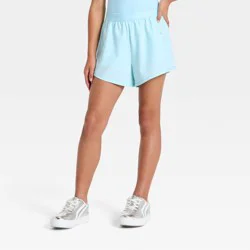 Girls' Scallop Trim 2-in-1 Active Shorts - All In Motion™ Sky Blue L