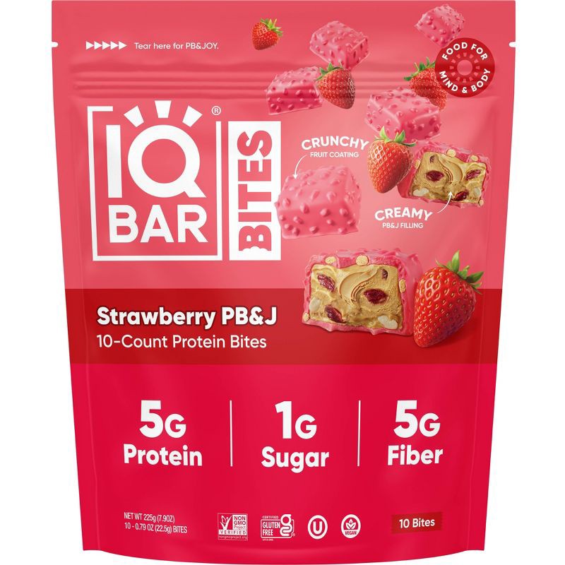 slide 1 of 6, IQBAR Strawberry Protein Bites - 5g Protein - 8oz, 5 gram, 8 oz