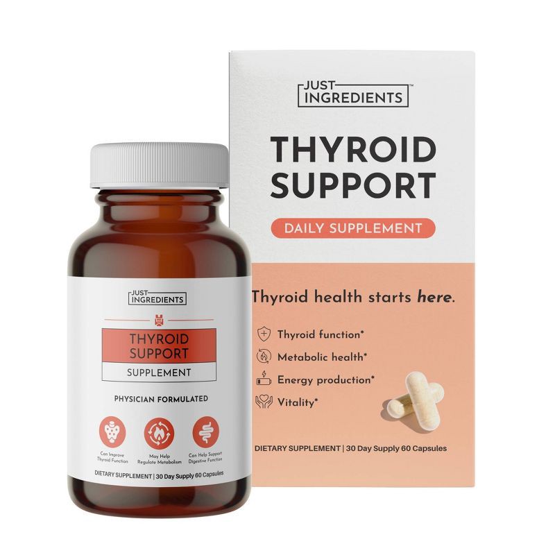 slide 1 of 8, Just Ingredients Thyroid Support Capsules - 60ct - 30 servings: Kelp, 6.25mg Per Serving, 60 ct, 30 servings, 6.25mg