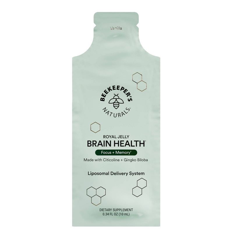 slide 1 of 6, Beekeepers Naturals Beekeeper's Naturals Brain Health Liposomal Multivitamin - Vanilla - 0.34 fl oz, 0.34 fl oz