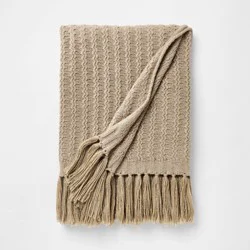 Threshold designed w/Studio McGee Knit Throw Blanket Beige - Threshold™ designed w/Studio McGee