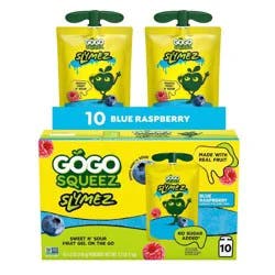 GoGo SqueeZ Fruit SlymeZ Blue Raspberry Fruit Pouches - 35oz/10ct