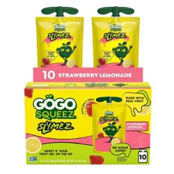 GoGo SqueeZ Fruit SlymeZ Strawberry Lemonade Fruit Pouches - 35oz/10ct