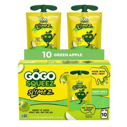 GoGo SqueeZ Fruit SlymeZ Green Apple Fruit Pouches - 35oz/10ct