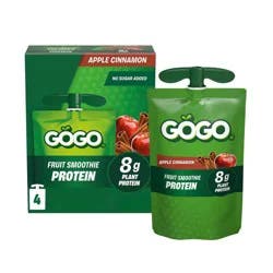 GoGo SqueeZ ACTIVE Fruit Smoothie Protein Apple Cinnamon Fruit Pouches - 15.01 fl oz/4ct