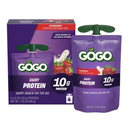 GoGo SqueeZ ACTIVE Fruit Protein Strawberry Fruit Pouches - 1.05lb/4ct