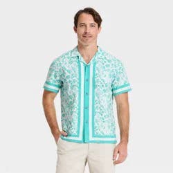 Men's Short Sleeve Camp Shirt - Goodfellow & Co™ Blue L