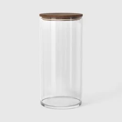 64oz Canister Dark Wood Top Tall Clear - Threshold™