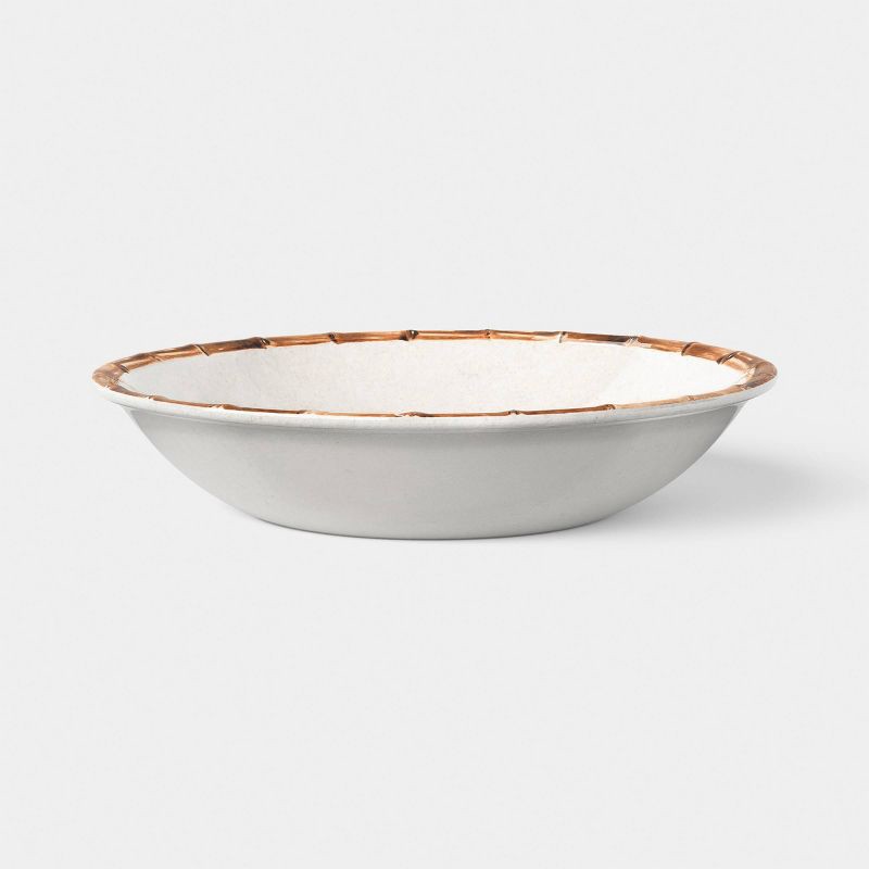 slide 1 of 3, 36 fl oz Bamboo Border Dinner Bowl White - Threshold™, 36 fl oz