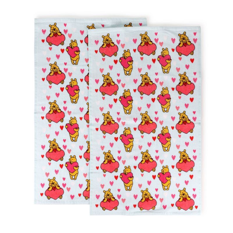 slide 3 of 3, 2pk Winnie the Pooh Valentine's Day Kitchen Towel Set, 2 ct