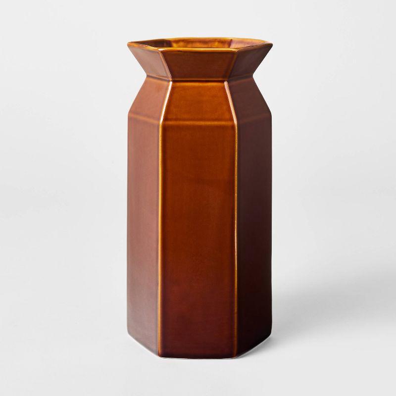 slide 1 of 4, Threshold designed w/Studio McGee Tall Hexagon Ceramic Vase - Threshold™ designed with Studio McGee, 1 ct