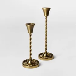 Threshold designed w/Studio McGee Set of 2 Braided Metal Taper Candle Holder - Threshold™ designed with Studio McGee