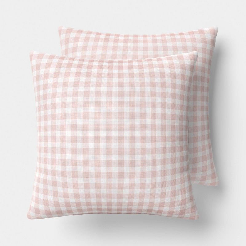 slide 1 of 1, 2pk True Gingham Window Pane Toss Throw Pillow Pink - Room Essentials™, 2 ct