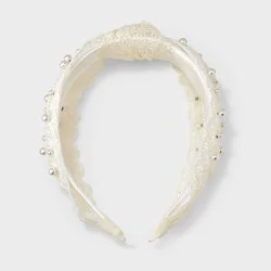 Top Knot Sheer Lace Headband - A New Day™ Ivory