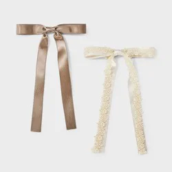 Hair Bow Barrette Set 2pc - A New Day™ Brown