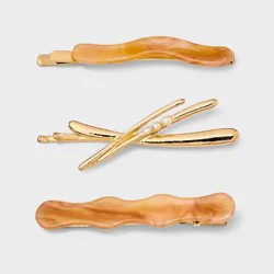 Metal & Acrylic Hair Clips 3pc Set - A New Day™ Peach