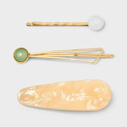 Metal & Acrylic Hair Clips 3pc Set - A New Day™ Gold