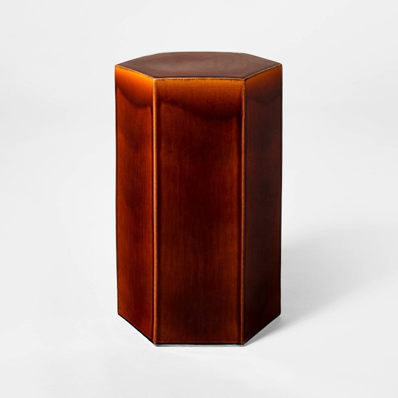 slide 1 of 5, Threshold designed w/Studio McGee Hex Ceramic Drink Table Maroon - Threshold™ designed with Studio McGee, 1 ct
