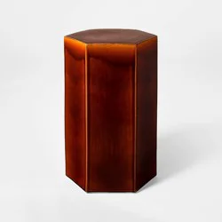 Threshold designed w/Studio McGee Hex Ceramic Drink Table Maroon - Threshold™ designed with Studio McGee