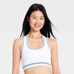 Women's Seamless Cable Knit Racerback Sports Bra - All In Motion™ White XXL