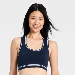 Women's Seamless Cable Knit Racerback Sports Bra - All In Motion™ Blue XXL