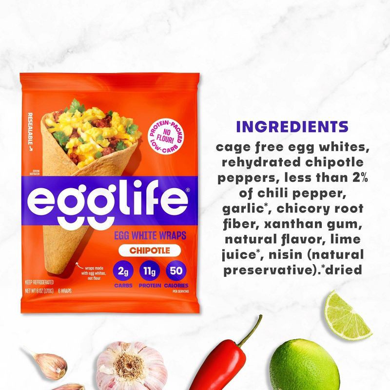 slide 5 of 7, egglife Chipotle Egg White Wraps - 6oz/6ct, 6 ct; 6 oz