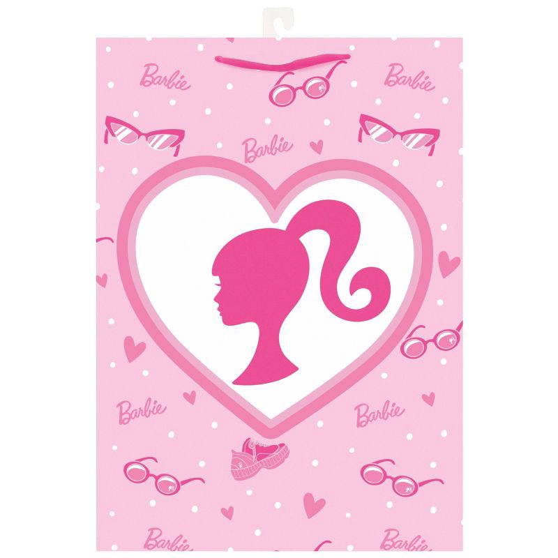 slide 3 of 4, Barbie Large Silhouette Paper Gift Bag with Tag Pink, 1 ct