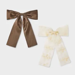 Bow Clip Set 2ct - Wild Fable™ Cream/Brown