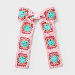 Crochet Granny Square Hair Bow - Wild Fable™ Pink