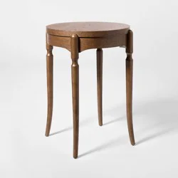 Threshold designed w/Studio McGee Cabriole Leg Round Side Table Dark Walnut Brown - Fully Assembled