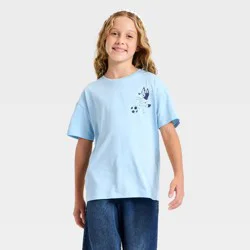 Girls' Bluey Oversized Front and Back Short Sleeve Graphic T-Shirt - Light Blue L