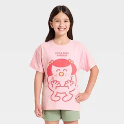 Girls' Little Miss Giggles Oversized Front and Back Short Sleeve Graphic T-Shirt - Pink L