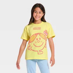 Girls' Little Miss Sunshine Oversized Front and Back Short Sleeve Graphic T-Shirt - Yellow M