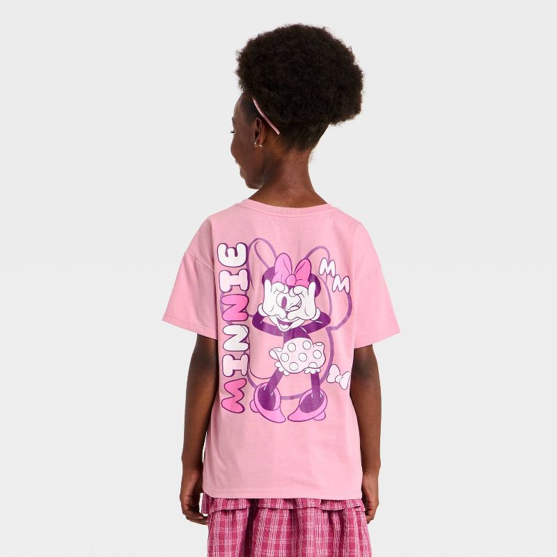 slide 1 of 4, Disney Girls' Minnie Mouse Oversized Front and Back Graphic Short Sleeve T-Shirt - Pink XS, 1 ct