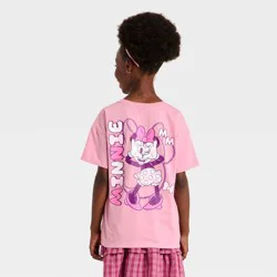 Disney Girls' Minnie Mouse Oversized Front and Back Graphic Short Sleeve T-Shirt - Pink S